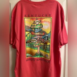Simply Southern Women’s Short Sleeve T Shirt. Size XL color coral pink